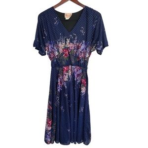 Vintage Sears Floral Navy Dress